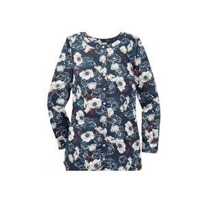 Duluth Wrinkle Fighter Tunic Button Shirt Blue White Floral Long Sleeve Size 4X